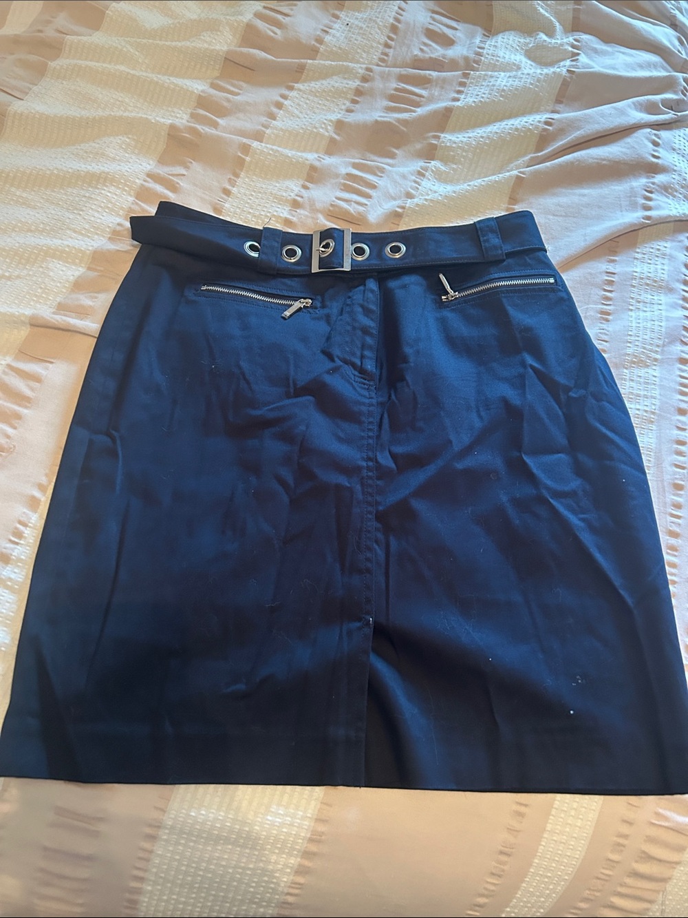 Jones New York Stretch Cotton Buckle Skirt